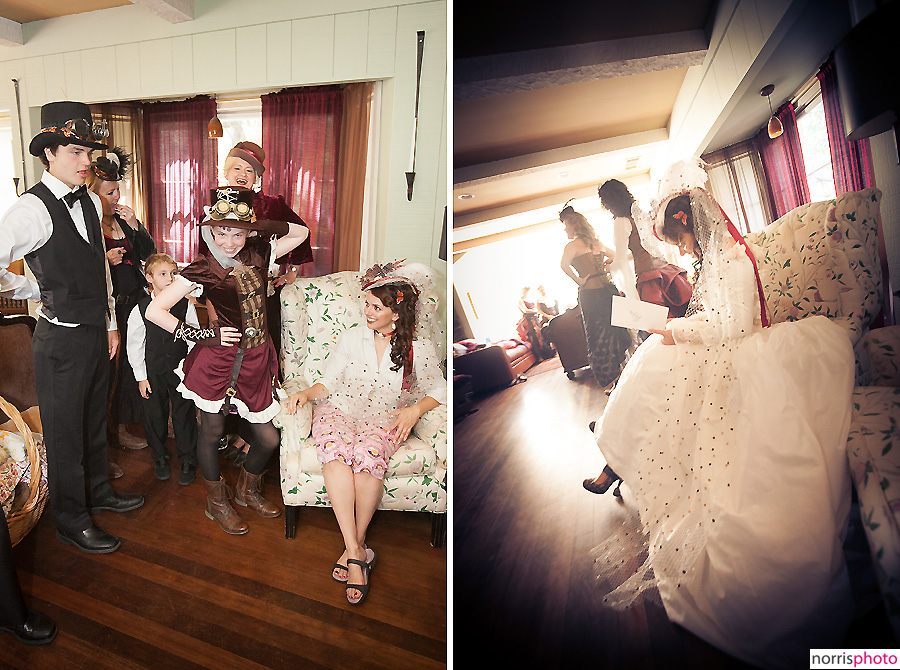 Steampunk wedding bridal party