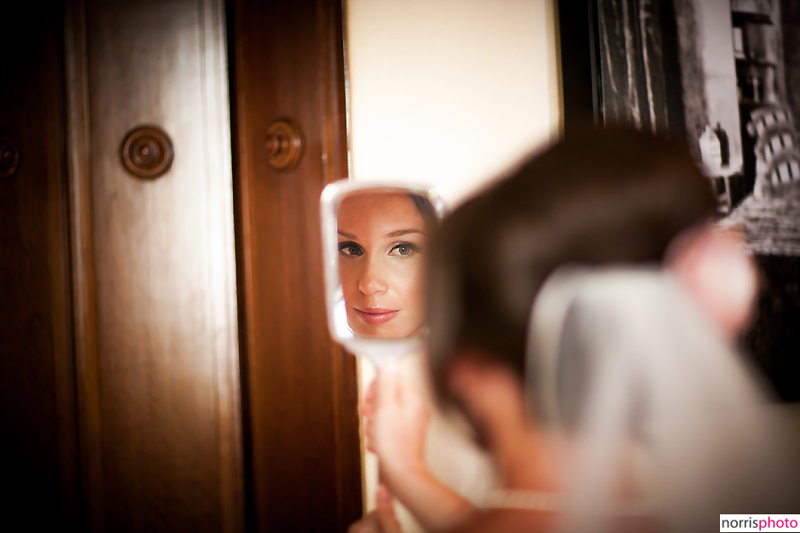 oviatt penthouse wedding bride looking in mirror