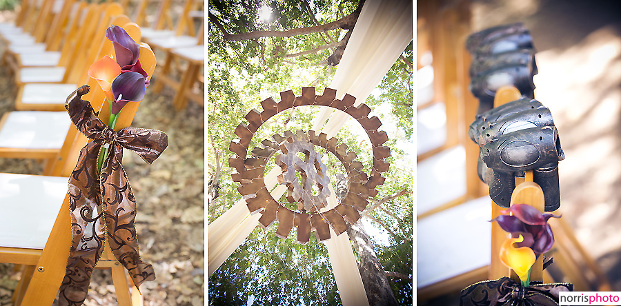 Steampunk wedding ceremony decorations