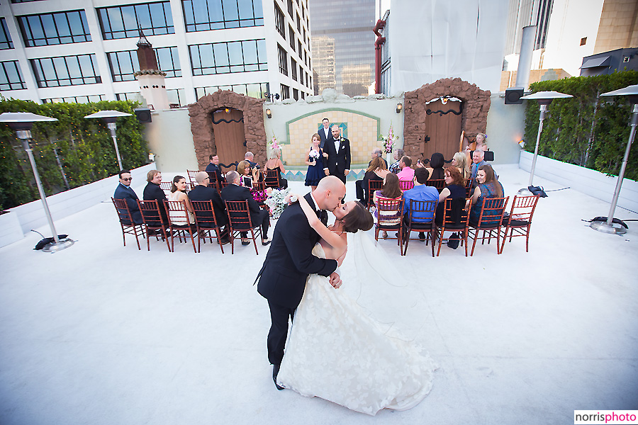 oviatt penthouse wedding ceremony kiss