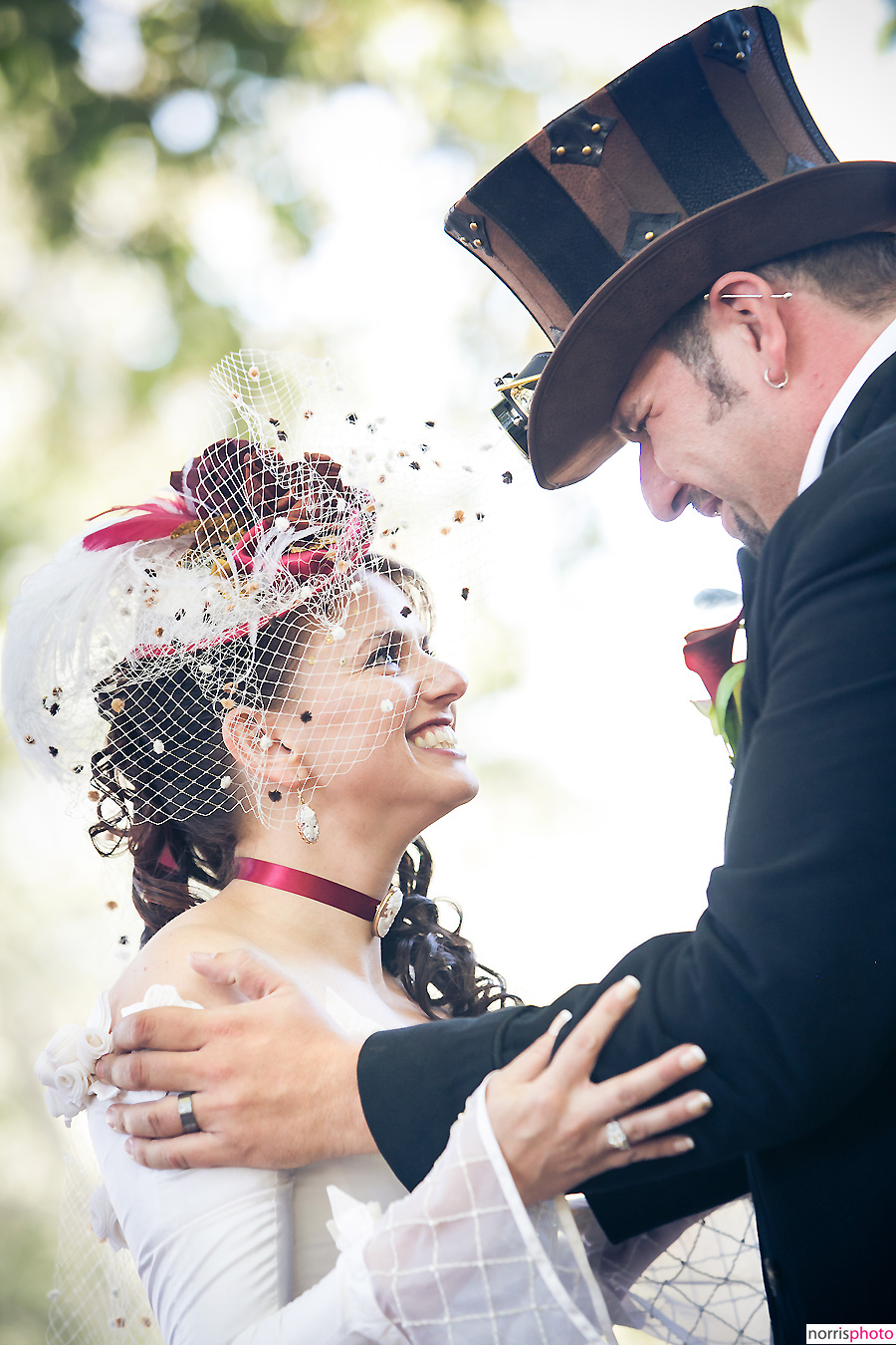 steampunk bride and groom